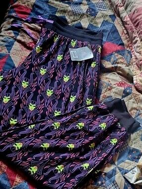 Disney Maleficent Repeat Print Lounge Pants - Black, Neon Green & Purple